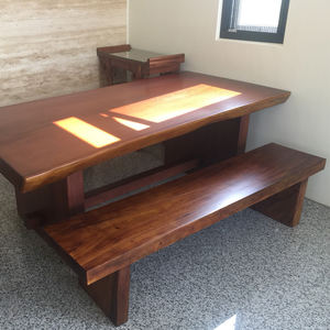 Banc en bois de noyer moderne et naturel, de style libre, longueur 150 cm, durable, confortable, pour restaurant, salle à manger, salon extérieur, PT - Product Image 6