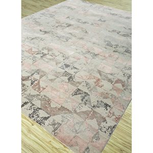 พรมไหมพรมและไหมไผ่ถักมือสีเบจและสีน้ำตาลลายเรขาคณิต สำหรับห้องนั่งเล่นหรือรถยนต์ รุ่น Error Project-Esk-680 - Product Image 2