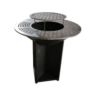 Barbecue moderne de grande taille pour l'extérieur, en acier corten couleur rouille, avec fourneau à bois et <span class=keywords><strong>plancha</strong></span> - Product Image 3