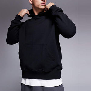 High Quality 100% Cotton Fleece Anti-Pilling Casual Oversized Lined Winter Hoodie Custom Logo <b>Back</b> Neck Streetwear <b>Drop</b> Shoulder - Product Image 1