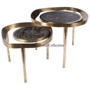 Most Unique Designer Latest Pattern Hot Selling Set of 2 Black and <b>Gold</b> Color Coffee and <b>Side</b> <b>Table</b> From Indian Manufacturer - Product Image 1