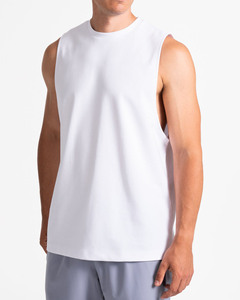 Wholesale OEM Custom <b>Embroidery</b> Crew Neck White Men Tank Tops Lightweight <b>material</b> Gym Training & Streetwear Tank Top For Men - Product Image 1