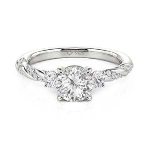 Bague de fiançailles Jeulia personnalisée à trois pierres torsadées avec pierre de naissance et diamant - Product Image 1