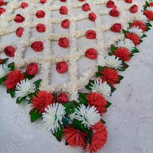 Élégant jasmin et pivoine entrée de mariée Chadar bordure florale auvent avec perles de rose mariages indiens pakistanais entrée de mariée Chadar - Product Image 1