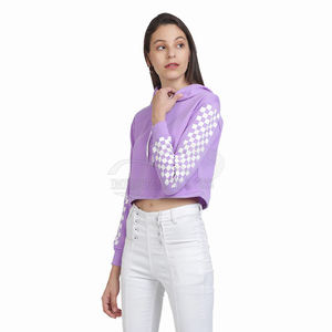 New Arrivals Plus Size V-Neck Crop Hoodie Thermal Breathable Solid <b>Pattern</b> Sweatshirt for Winter Fashionable Pullover Front Logo - Product Image 4