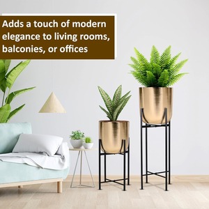 Maceta de Metal Negra Elegante con Soporte, Diseño Moderno, Ideal para Hogar, Oficina, Jardín y Exhibición Interior/Exterior - Product Image 3