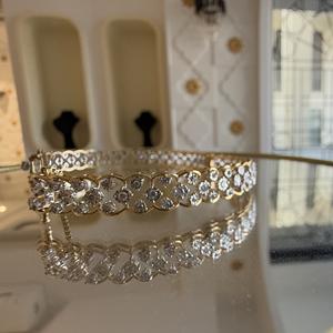 Élégant bracelet jonc en or 14K 18K avec diamant naturel taillé en brillant pour femme, cadeau certifié tiers en or blanc jaune - Product Image 6