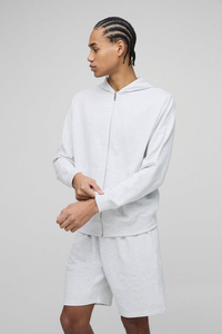 ชุดคู่กางเกงขาสั้นผ้าฝ้าย100% ไหล่มีฮู้ดแบบรูดซิปสำหรับผู้ชายชุดแฝดสำหรับฤดูร้อนออกแบบโลโก้ได้ตามต้องการ - Product Image 6