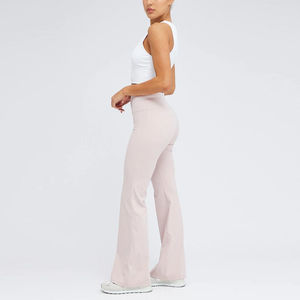 Wholesale New Arrival Ladies Flared Pants Casual Silk Streetwear <b>with</b> Elastic Decoration Best Women's Wear Women Flared Trousers - Product Image 3