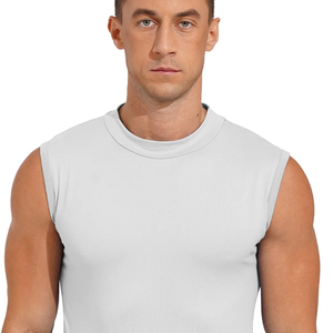 Punto personalizado gimnasio deportes 100% algodón cuello redondo chaleco logotipo personalizado hombres camisetas sin mangas camiseta sin mangas - Product Image 5
