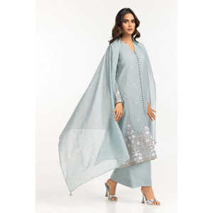 Ensemble de dupatta en coton bleu ciel à rayures Zari pour femmes, accessoire essentiel - Product Image 4