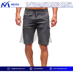 Pantalones cortos Cargo informales versátiles para hombre 100% algodón Vintage cintura elástica-para aventuras al aire libre salidas a la playa moda callejera de verano - Product Image 2