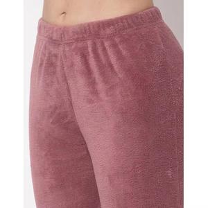 <b>Women's</b> Fluffy Coral Fleece Pyjama Velour Pullover Loose 10-Piece Plush Warm <b>Thermal</b> Front Logo Loungewear Pants Sleepwear Set - Product Image 6