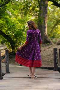 Robe Ikat Lola tissée à la main en pur coton, longueur mollet, style bohème, faite à la main, éthique, décontractée, pour les occasions spéciales - Product Image 3