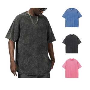 T-shirt vintage lavé à l'acide avec logo personnalisé T-shirt surdimensionné vierge en coton épais pour hommes 100% coton T-shirt pour hommes - Product Image 3
