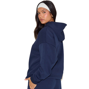 เสื้อมีฮู้ดสวมหัวผ้าฟลีซผ้าฝ้ายแบบสวมหัวไหล่เสื้อมีฮู้ดสำหรับผู้หญิงโลโก้โอเวอร์ไซส์แบบกำหนดเอง - Product Image 2