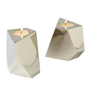 ชุดเชิงเทียนทำจากไม้อลูมิเนียมชุบนิกเกิล2ชิ้นที่หรูหรามีพระราชสัมผัสที่ไม่เหมือนใครสำหรับตกแต่งบ้านสำหรับคริสต์มาส - Product Image 1