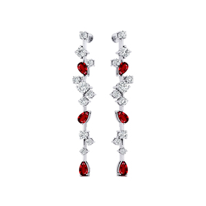 Pendientes de Oro Sólido de 18k Hechos a Mano con Diseño de Lágrima y Diamantes de Rubí de Laboratorio, para Bodas y Fiestas - Product Image 4