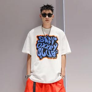 Comprar al por mayor OEM personalizado serigrafiado Camiseta 100% algodón 300 gramos manga corta suelta cuello redondo Casual alfabeto - Product Image 4