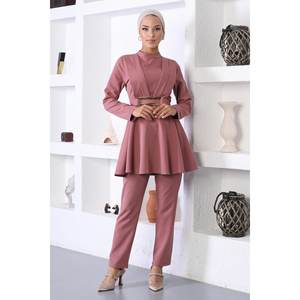 ชุดเซ็ตสองชิ้นลำลองสำหรับผู้หญิง กระโปรงระบายยาวปานกลาง คอเหลี่ยม ชุดเซ็ตขาสั้นเหนือเข่าสำหรับสุภาพสตรี - Product Image 3