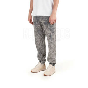 2025 Mid <b>Weight</b> Acid Wash Custom Design Mid Waist Elastic Waist Casual Trousers 100% Cotton Canvas Breathable Straight Pattern - Product Image 2