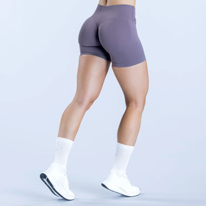 Mallas deportivas XL de nailon en forma de V para mujer, gran oferta, pantalones cortos sin costuras, pantalones cortos de cintura elástica acanalada ancha para mujer - Product Image 6