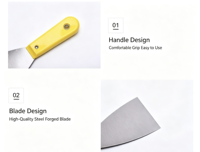 Kit professionnel d'outils de construction pour plâtrage et cloisons sèches, comprenant un ensemble de couteaux à mastic et spatules grattoirs en acier au carbone avec manche en plastique jaune