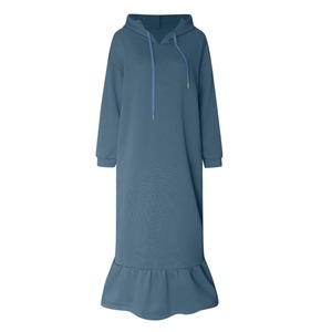 Nouvelle mode de sweats à capuche robe femmes décontracté solide à manches longues robes maxi vêtements d'hiver chauds - Product Image 1
