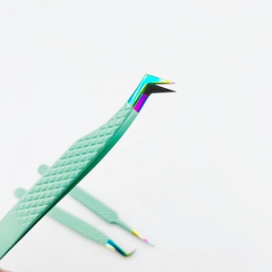 Pince à épiler d'extension de cils en acier inoxydable Volume russe poignée diamantée multi-pointes pour soins personnels cils durables pointus - Product Image 1