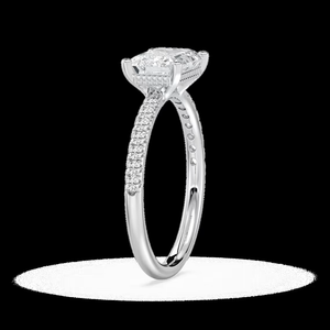 Bague de fiançailles en diamant de laboratoire taille émeraude, 2,20 CTW, certifiée IGI, or massif 14 carats, bande pavée - Product Image 2