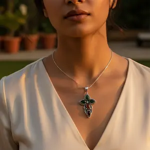 Colgante de Cruz con Piedras Preciosas de Plata 925 para Mujer, Chapado en Rodio, Platino, Geométrico, Perla de Agua Dulce, Ópalo, Circonita, para Uso Diario, Idea de Regalo - Product Image 3