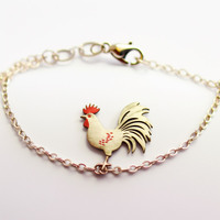 Joyería Personalizada, Pulsera de Plata de Ley 925 con Amuleto de Pollo de la Suerte