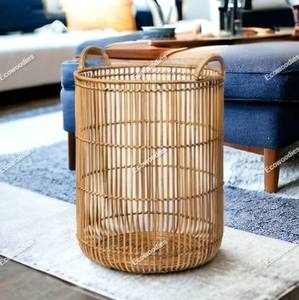 Cesta de almacenamiento funcional redonda de mimbre barata, cesta de ratán tejida a mano con asas, organización y decoración del hogar para almacenamiento - Product Image 2