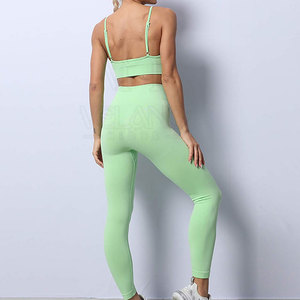 Custom Design Solid Women Yoga Set Breathable Quick Dry Four-<b>Way</b> Stretch Lightweight High Quality 2-Piece Fitness Wear Wholesale - Product Image 2