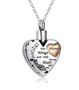 Collier d'urne de crémation en acier inoxydable pour maman Pendentif porte-cendres en forme de cœur Bijoux de crémation Cendres pour femmes Taille personnalisée - Product Image 1