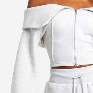 Conjuntos de pantalones cortos de verano, ropa de calle, camisa corta con hombros caídos a la moda y falda, ropa de mujer, conjunto de pantalones cortos de dos piezas con logotipo personalizado - Product Image 5