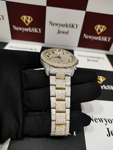 นาฬิกาเพชรโมอิสสีฮิปฮอปสุดเท่ทำด้วยมือสุดเพอร์เรอร์สีคมชัดระดับฮิปฮอปประดับกระจก - Product Image 3