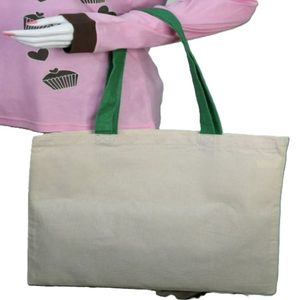 Wholesale Reusable Cotton Canvas Tote <b>Bags</b> Zipper Closure Fashionable Japan/England Style Solid Color <b>Music</b> for Daily Travel Use - Product Image 2