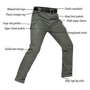 Elegantes pantalones tácticos para exteriores con cremallera de LICRA y pantalones de trail duraderos resistentes al desgaste y antiarrugas con múltiples bolsillos - Product Image 5