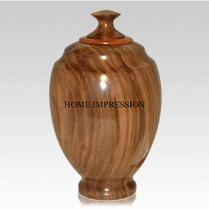Urnas de metal, urnas hechas de latón, urnas de metal con pegatina de diseño de madera aplicada para cenizas, tarro fundido, suministros funerarios de la India - Product Image 1