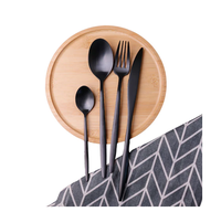 Ensemble de couverts en métal noir pour vaisselle de table de mariage ensemble de couverts de dîner en acier miroir fabrication artisanale