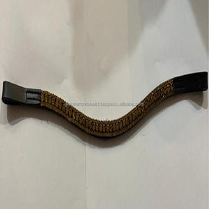 Bandes de sourcils de cheval en cuir cristal à 3 rangées, cristaux dorés et clairs, strass bling-bling, accessoires de cheval faits sur mesure, meilleure qualité - Product Image 4