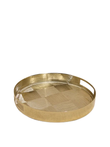 Plateau de service de forme ronde en Offre Spéciale moderne de qualité supérieure avec bordure en forme de feuille fini or pour la décoration de la maison et l'utilisation de la cuisine - Product Image 5