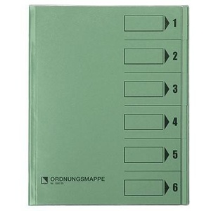 Green <b>A4</b> <b>File</b> <b>Folder</b> with 6 Compartments 250g/m Heavyweight Paper - Product Image 1