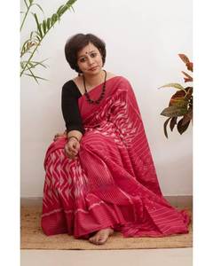 Lino moderno Impresión digital Saree Tendencia para bodas Diwali Ocasiones en la playa - Product Image 5