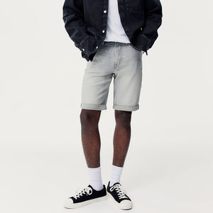 กางเกงขาสั้นผ้ายีนส์สำหรับผู้ชายมาใหม่2025ผ้าฝ้าย100% ลายพื้นมีบริการ OEM - Product Image 5