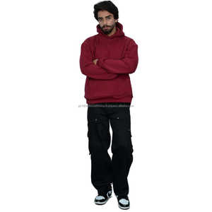 Sweat-shirt à capuche uni en molleton technique bordeaux essentiel pour homme Zero Tariff RTS, mélange de coton premium, confortable, personnalisable - Product Image 6