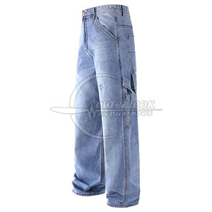 Impression personnalisée Logo Pantalon en jean à jambes larges Pour Hommes Pantalon Perte de coupe Pantalon pour hommes de qualité supérieure à bas prix pour hommes - Product Image 2