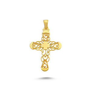 NEW Art Design Jesus <b>Cross</b> Charm Crucifix Necklace Real 14K Solid Gold <b>Cross</b> Necklace Turkish Fine Jewellery Christian Pendant - Product Image 4