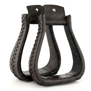 Étriers de cloche d'équitation western équine professionnels avec laçage en cuir couleur personnalisée confortable léger Anti-Fatigue - Product Image 3